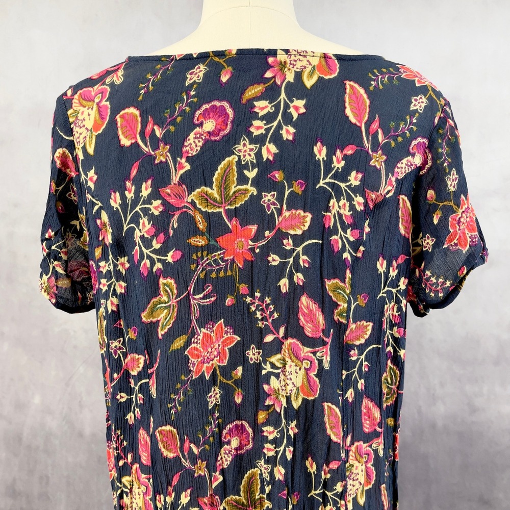 Woman Within Floral Maxi Dress Size 14 Gauzy Cottage Resort Feminine Summer Boho - Picture 5 of 11